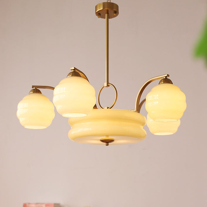 Mid-Century Modern Iron and Glass Orb Chandelier for Living Room 4/6/8 Light