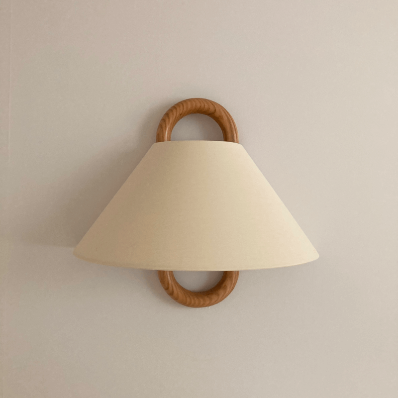 Contemporary Natural Wood Pleated Semi-Circle Wall Sconce for Living Room