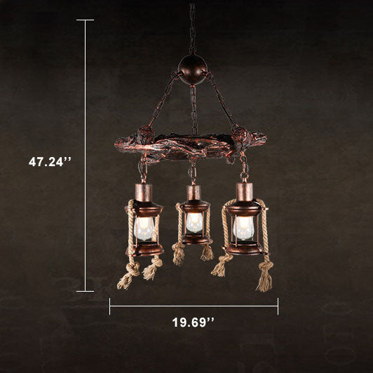 Rustic Vintage Nautical Metal Lantern Chandelier for Dining Room Decor