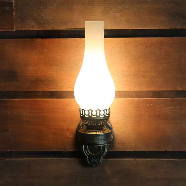Vintage Industrial Black Metal Kerosene Wall Sconce Light for Hallway