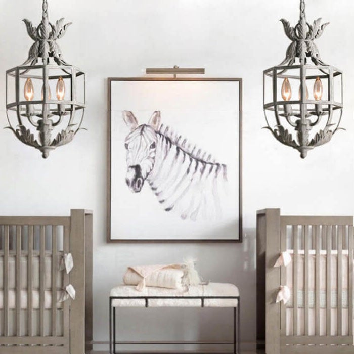 Rustic Vintage Wrought Iron 3-Light Lantern Chandelier for Home Decor