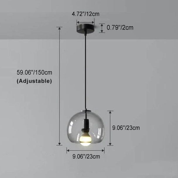 Elegant Smoke Gray Hand-Blown Glass Dome Pendant Light for Living Room