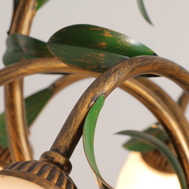 Modern Art Deco 6/8-Light Iron Lacquered Chandelier with Tulip Glass Shade