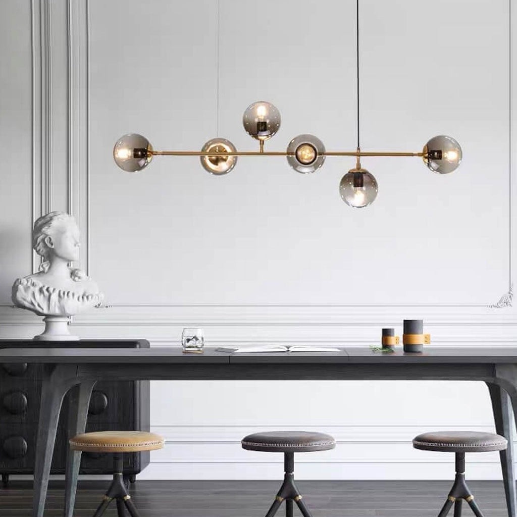 Elegant Modern Minimalist 6-Light Glass Globe Chandelier for Dining Room