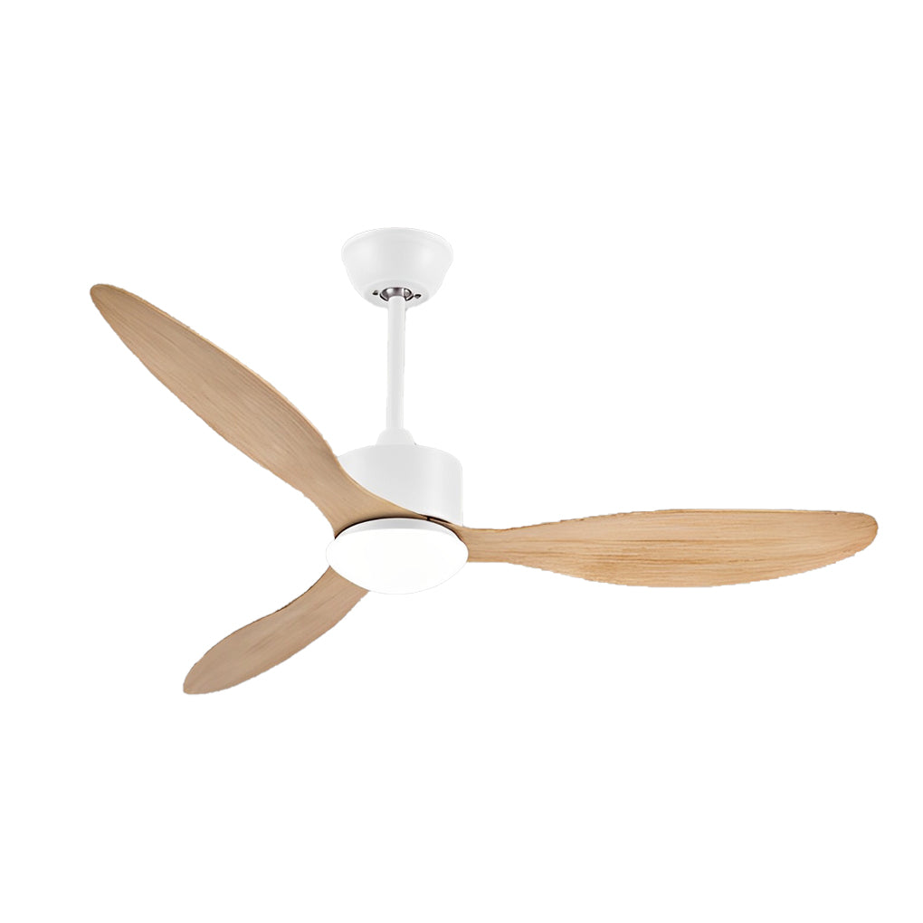 Modern White Ceiling Fan with 3 Blades, LED Lights, and Remote for Living Room