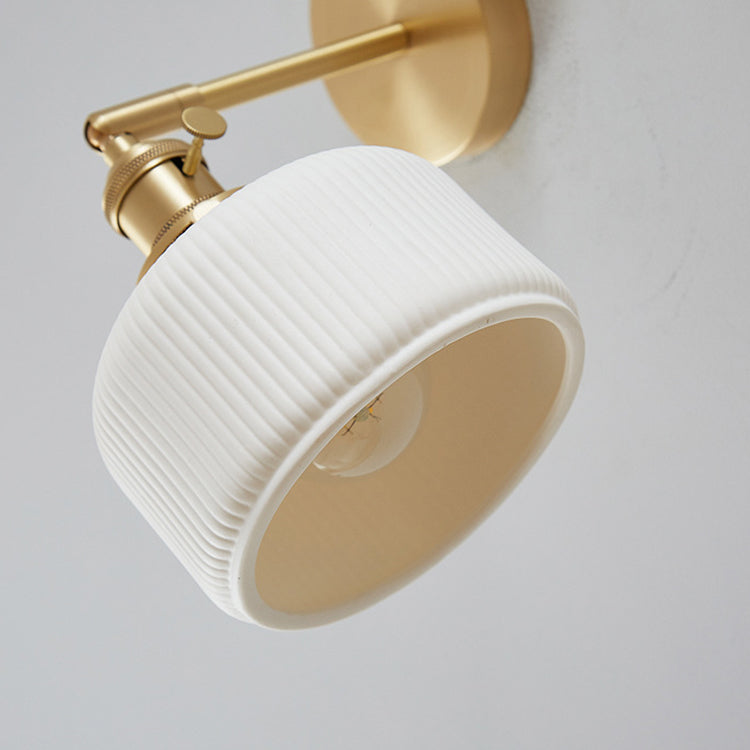 Contemporary White Striped Ceramic Wall Sconce Lamp for Entryway Decor