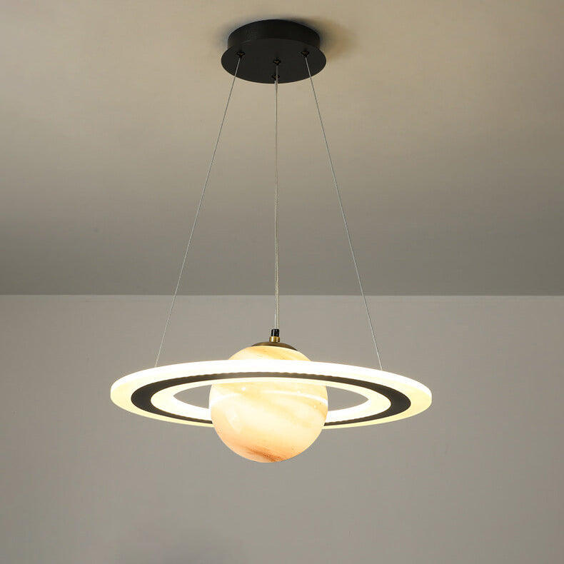 Contemporary Kids Planet Circle LED Chandelier for Playroom or Bedroom