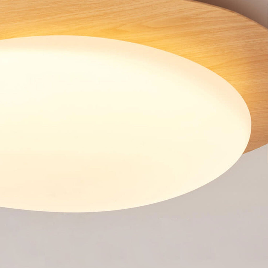 Nordic Oak Wood Grain Pebble LED Flush Mount Light for Living Room