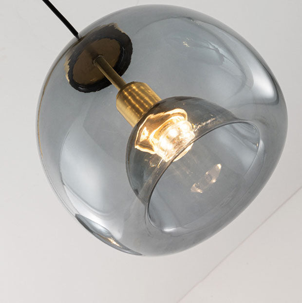 Scandinavian Round Copper Glass Chandelier Island Light for Dining Room