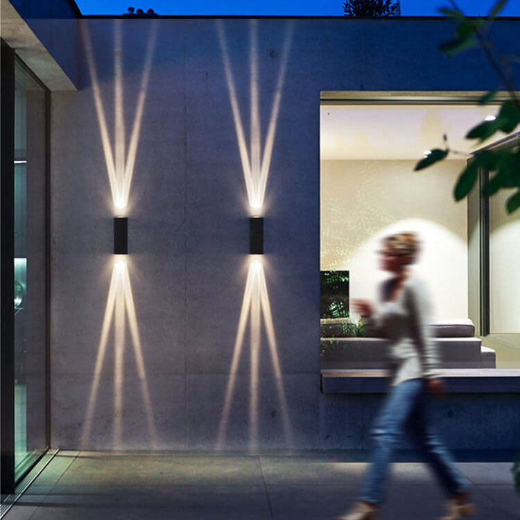 Contemporary Silver Aluminum Double-Headed LED Wall Sconce for Patio