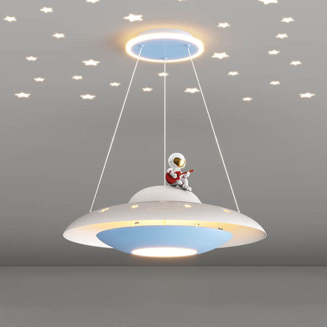 Colorful LED Flying Saucer Chandelier Light for Kids' Room Decor
