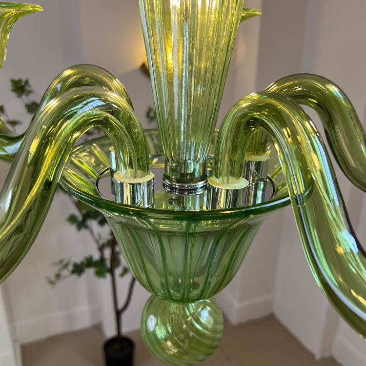 Elegant Iron and Glass 6-Light French Candelabra Chandelier for Living Room