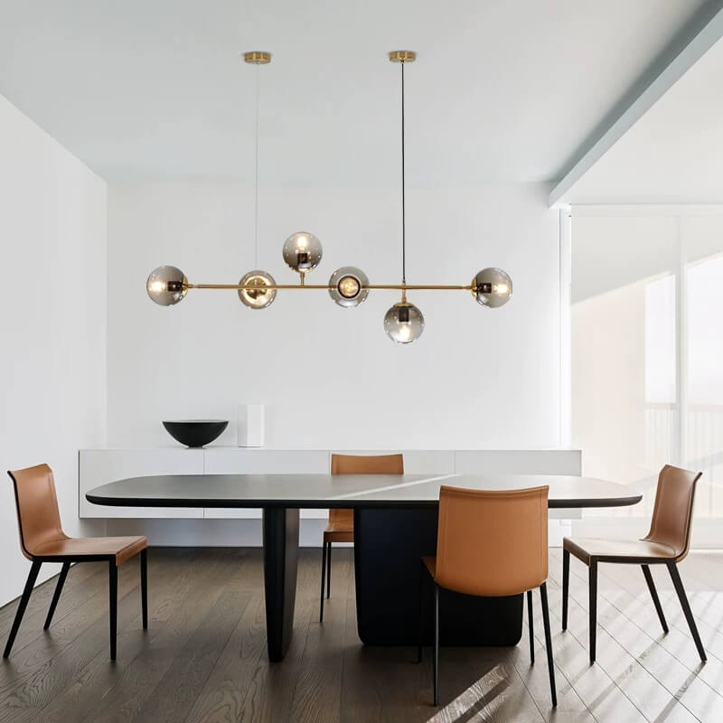 Vibrant Nordic Minimalist 6-Light Glass Orb Chandelier for Kitchen Island