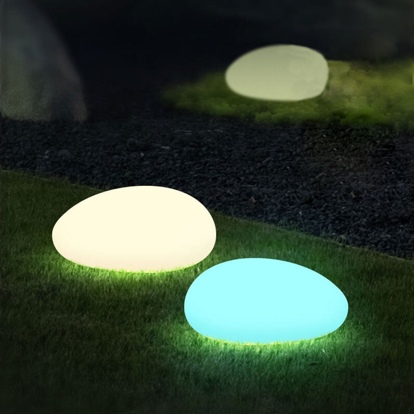 Bright White Solar-Powered Waterproof PE Spherical LED Lawn Lights