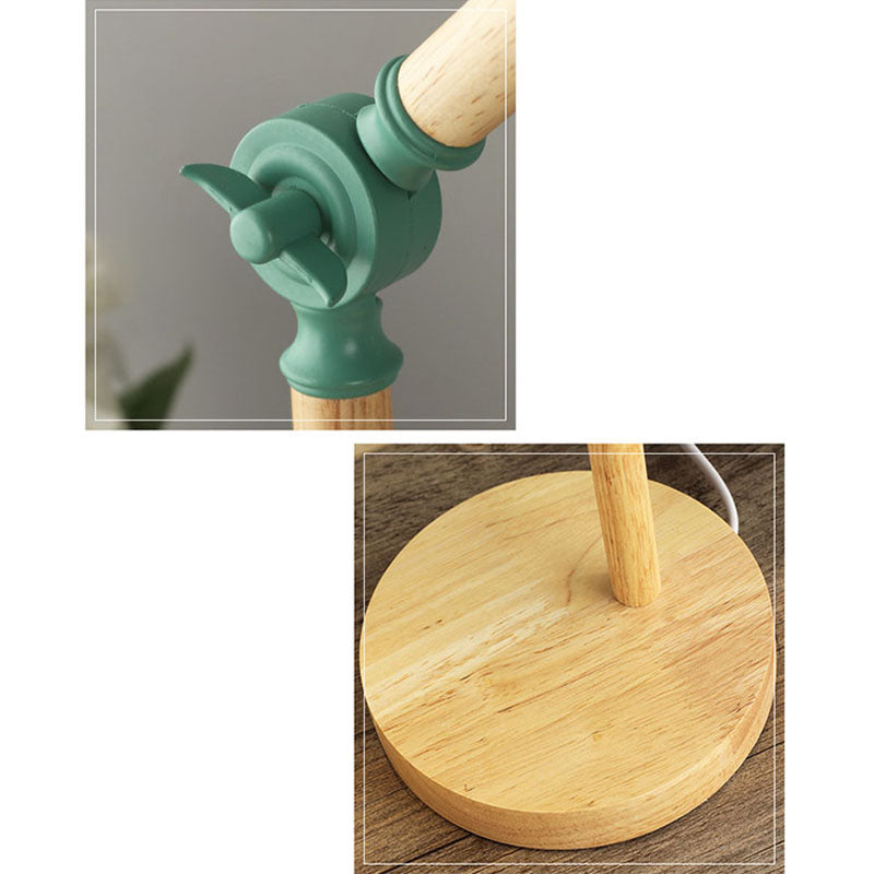 Nordic Iron Semi-Circular Table Lamp with Wooden Base for Study Room