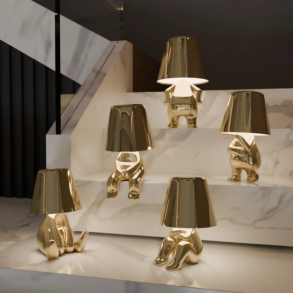 Elegant Gold Table Lamp Set – Modern Decor for Living Room & Office