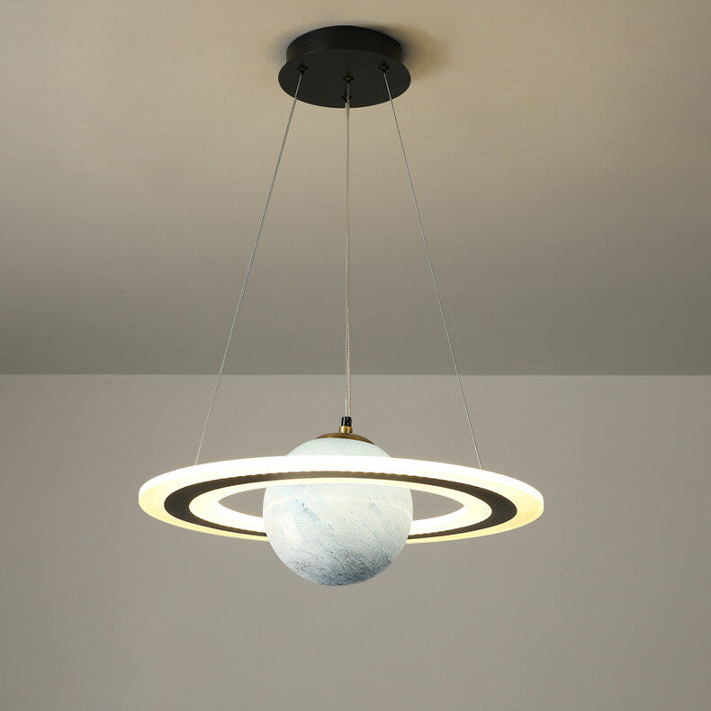 Contemporary Kids Planet Circle LED Chandelier for Playroom or Bedroom