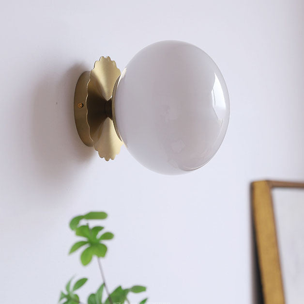 Rustic Industrial Black Iron and Glass Round Wall Sconce Lamp for Hallway