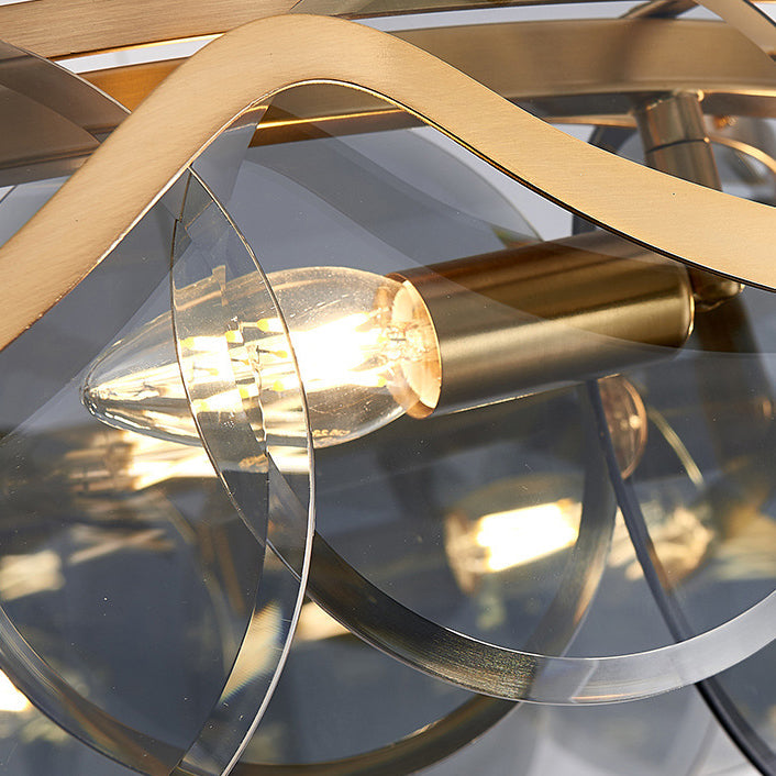 Modern Gold Finish Glass Cloud Texture Chandelier for Living Room 8/10 Lights