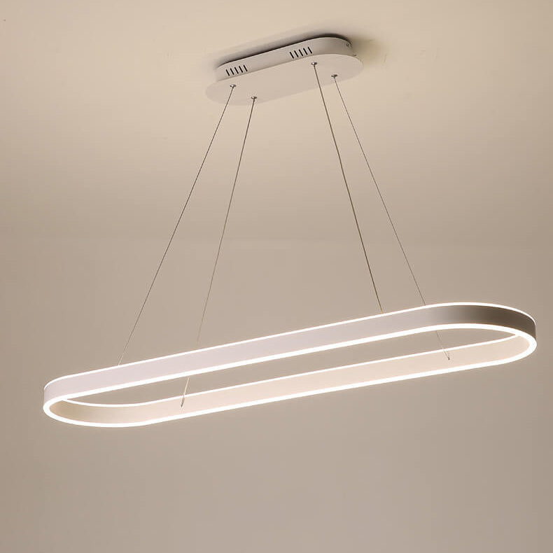 Sleek Oval Aluminum LED Chandelier - Modern Minimalist Fixture for Living Room
