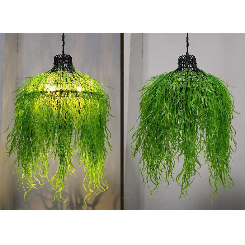Elegant Green Leaf 3-Light Metal Chandelier for Dining & Living Room