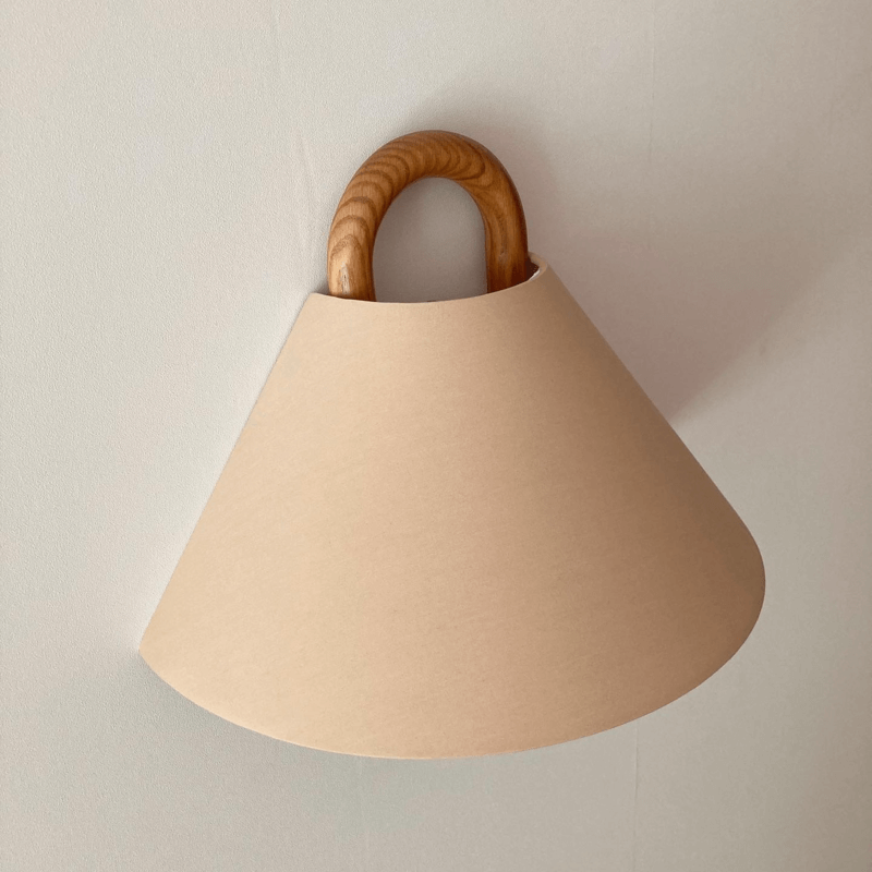 Contemporary Natural Wood Pleated Semi-Circle Wall Sconce for Living Room