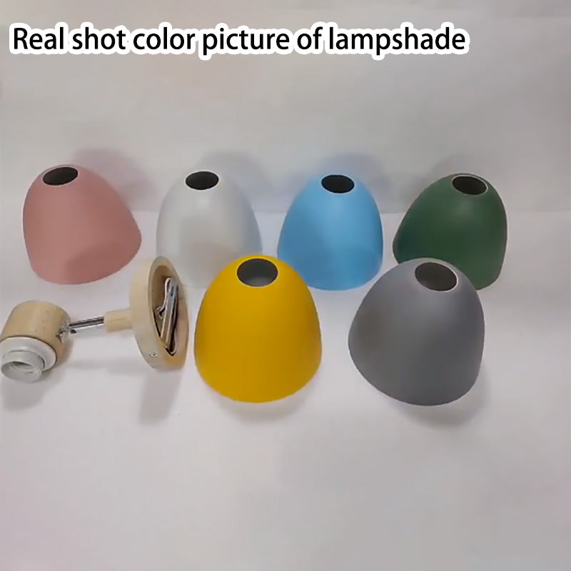 Modern Minimalist Solid Color Macaron Iron Wood Wall Sconce for Bedroom