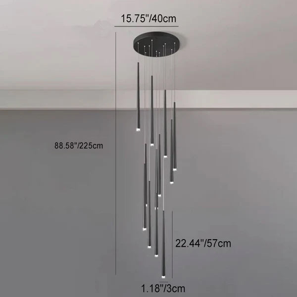 Sleek Black Tapered Tube Acrylic LED Chandelier for Kitchen Island Lighting