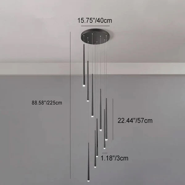 Sleek Black Tapered Tube Acrylic LED Chandelier for Kitchen Island Lighting