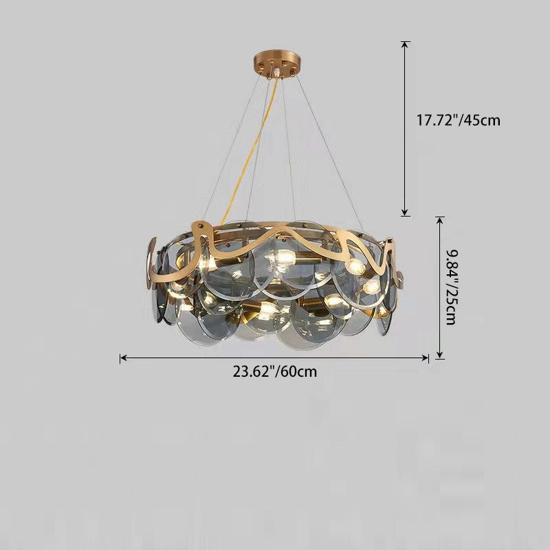 Modern Gold Finish Glass Cloud Texture Chandelier for Living Room 8/10 Lights