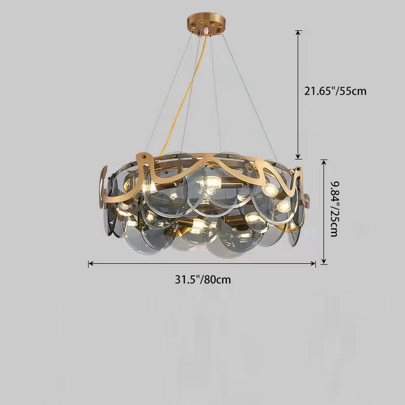 Modern Gold Finish Glass Cloud Texture Chandelier for Living Room 8/10 Lights