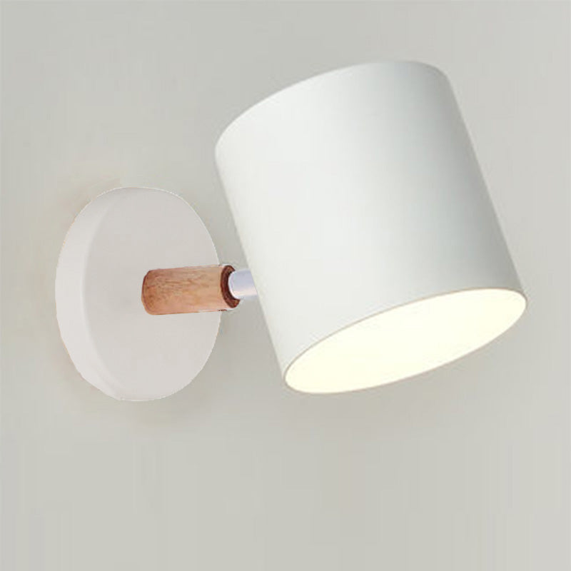 Nordic Rotatable White Macaron Wall Sconce Lamp for Living Room Decor