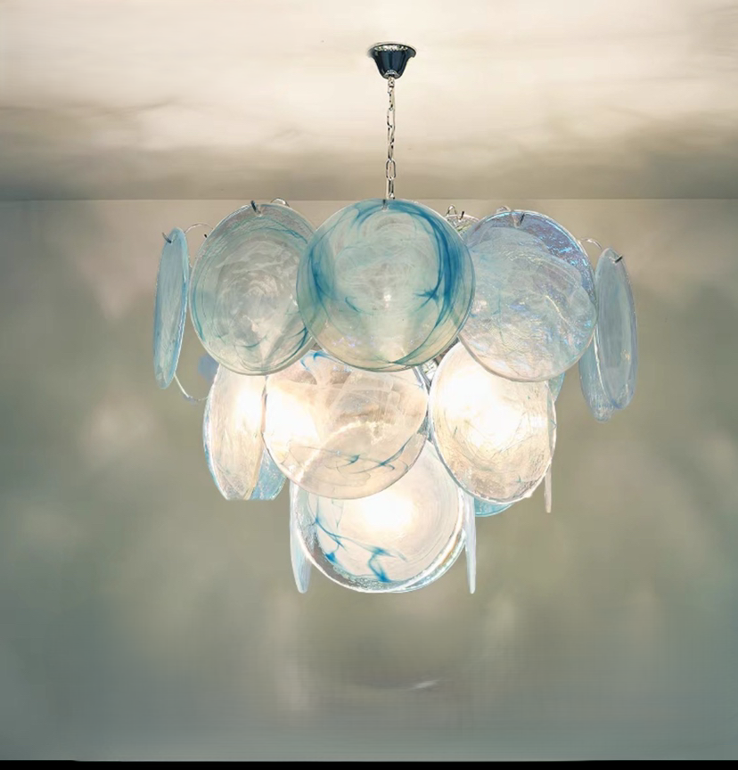 Classic French Floral Iron and Glass Chandelier for Elegant Living Room