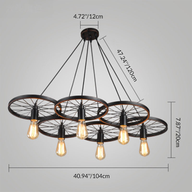 Vintage Industrial Wrought Iron 1/3/6-Light Chandelier for Loft Spaces