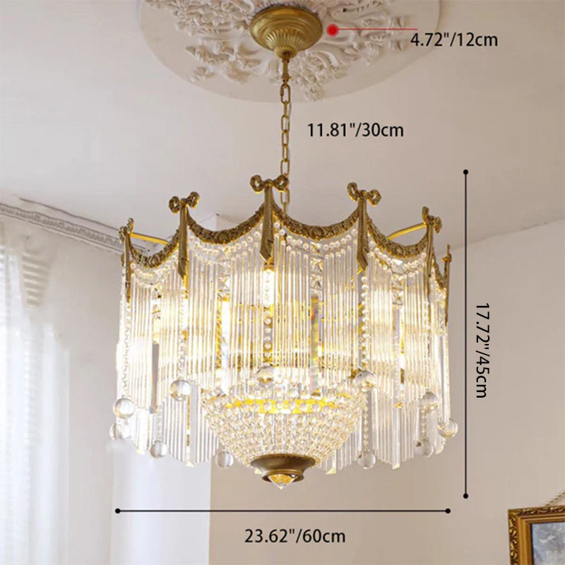 Elegant Brass & Crystal Bow Tie Tassel Chandeliers for Living Room