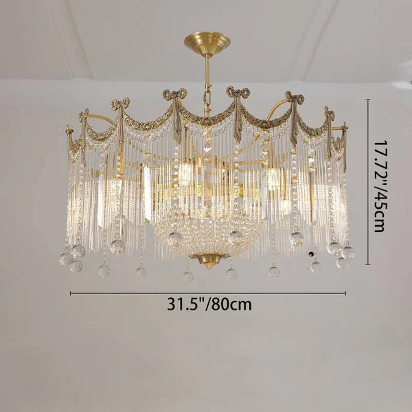Elegant Brass & Crystal Bow Tie Tassel Chandeliers for Living Room