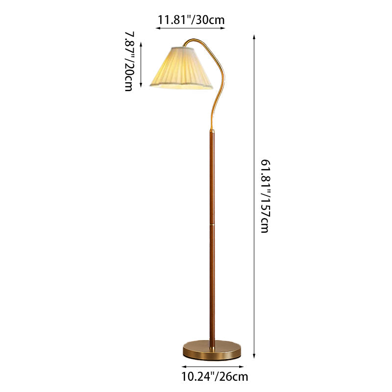 Elegant Japanese Vintage Flower Design Solid Wood Floor Lamp for Living Room