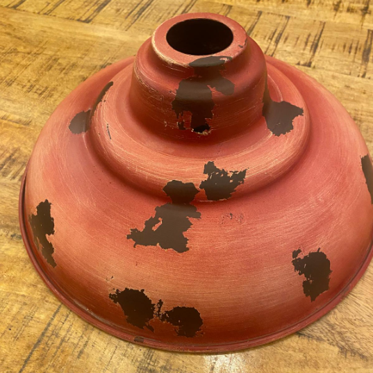 Vintage Red Rust Metal Dome Pendant Light for Kitchen or Dining Room
