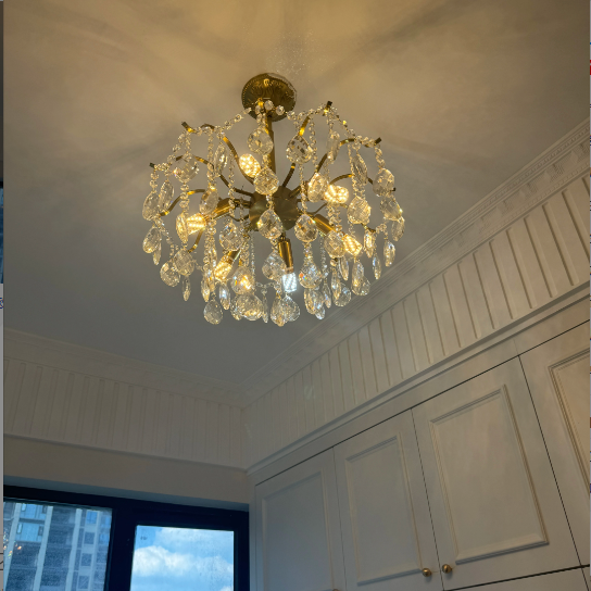 Elegant Copper Crystal Round Chandelier with Tassels for Living Room