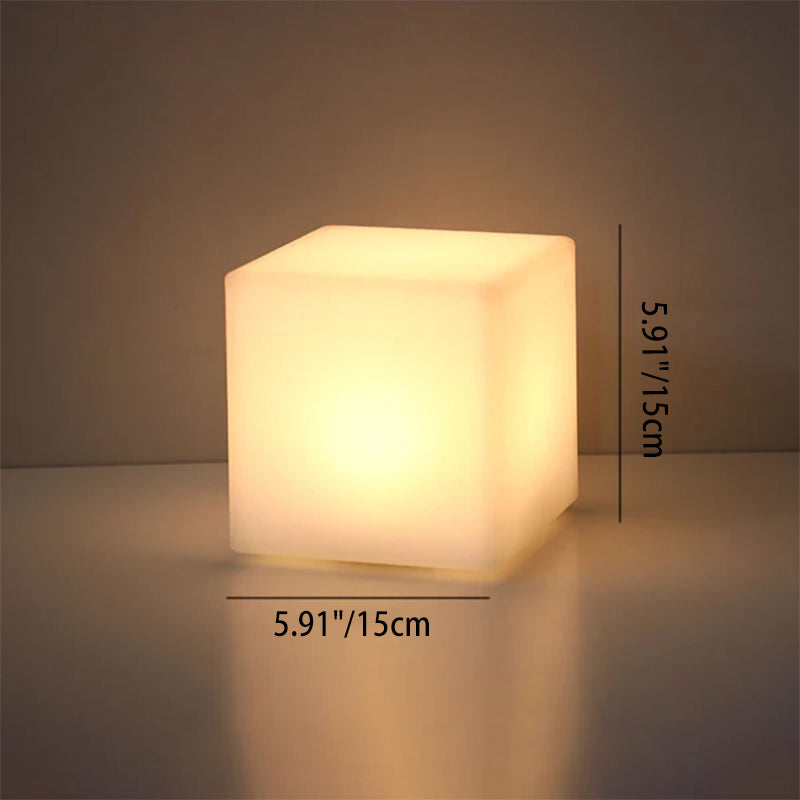 Geometric White Battery-Powered LED Table Lamp for Bedroom Decor