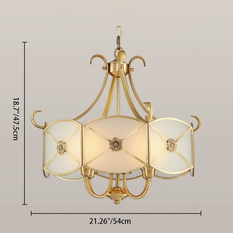 Stylish Retro Copper 4-Light Glass Chandelier for Living Room Décor