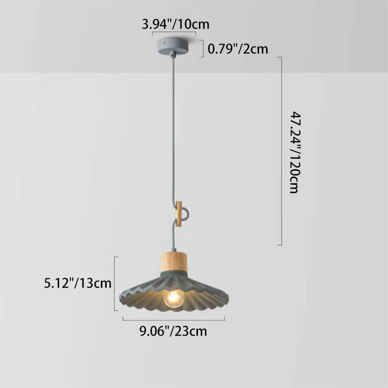 Modern Cement Macaron Scalloped Pendant Light for Living Room Decor