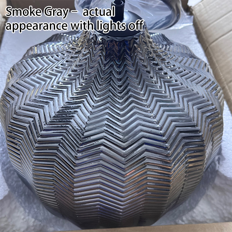 Nordic Textured Wavy Clear Glass Barrel Pendant Light for Bedroom Dining
