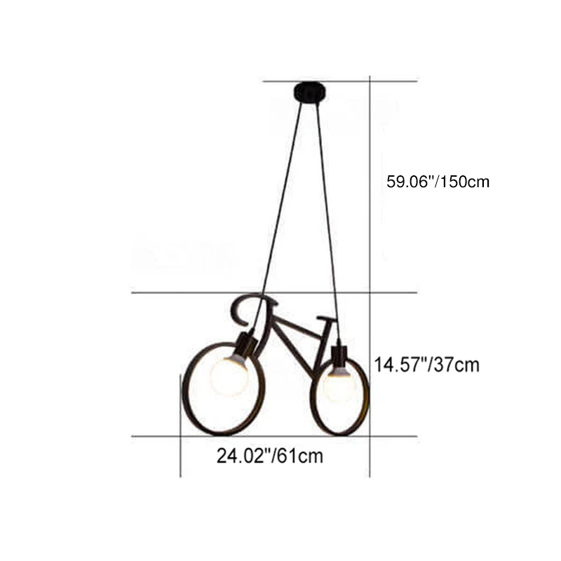 Modern Iron Bicycle-Shaped 2-Light Chandelier for Kids’ Room Decor