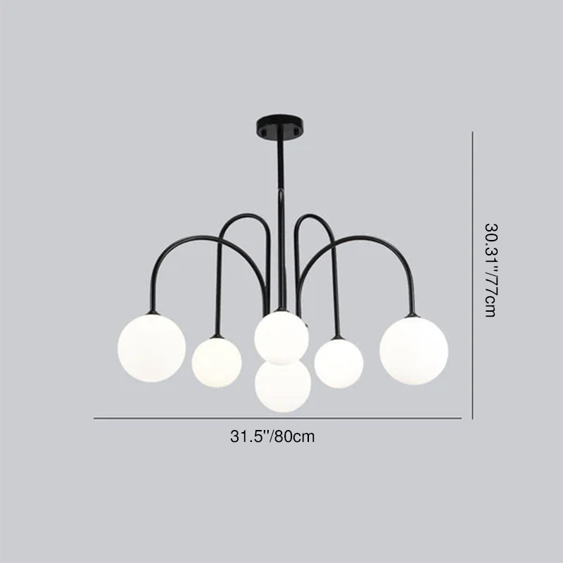 Elegant Glass Ball 6-8 Light Arch Chandelier for Modern Dining Room