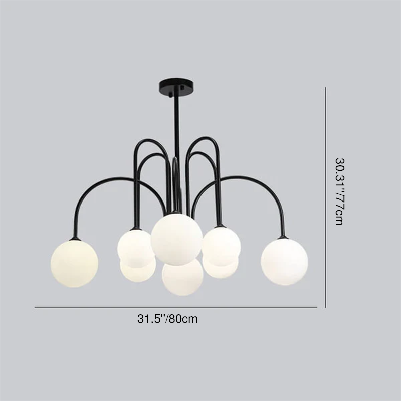 Elegant Glass Ball 6-8 Light Arch Chandelier for Modern Dining Room