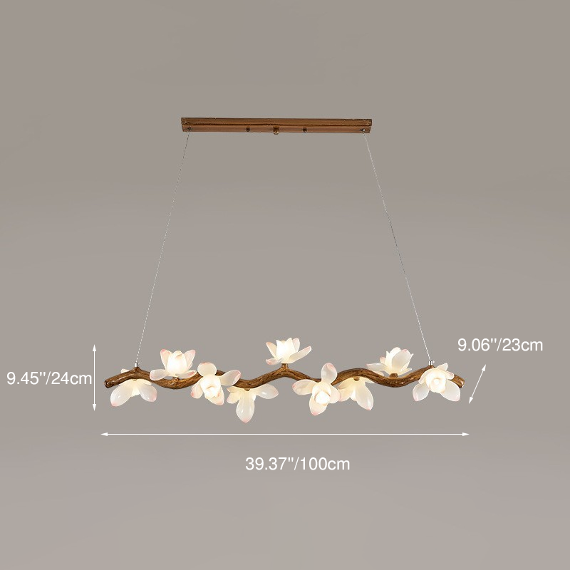 Elegant Vintage Resin Lotus Petal Glass Chandelier for Living Room 7-13 Lights