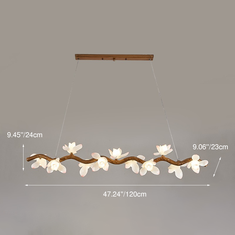 Elegant Vintage Resin Lotus Petal Glass Chandelier for Living Room 7-13 Lights