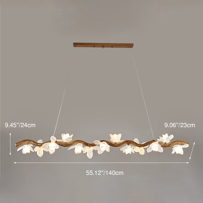 Elegant Vintage Resin Lotus Petal Glass Chandelier for Living Room 7-13 Lights