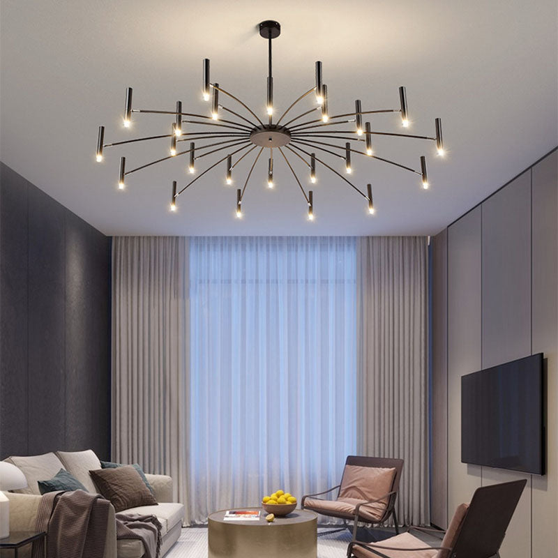 Modern Round Radioactive Iron Aluminum Chandelier for Living Room Lighting